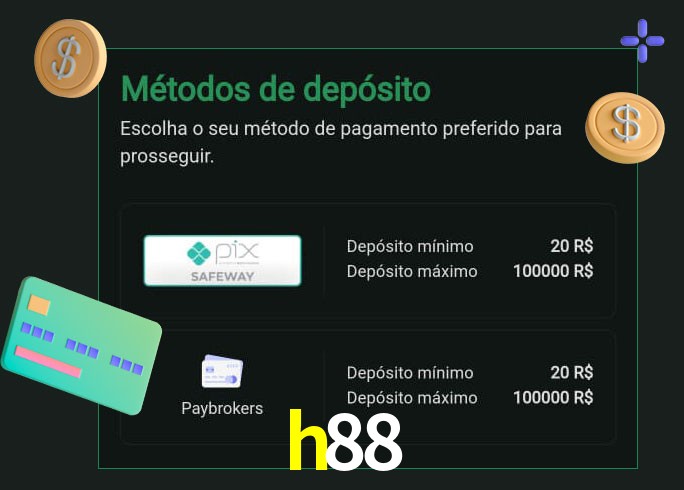 O cassino h88 oferece uma grande variedade de métodos de pagamento
